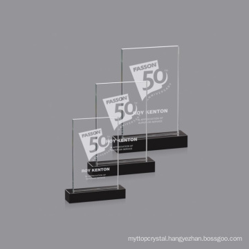 Clear Customized Souvenir Gift New Design Award Black Crystal Carved Plaque Glass Crystal Trophy Awards